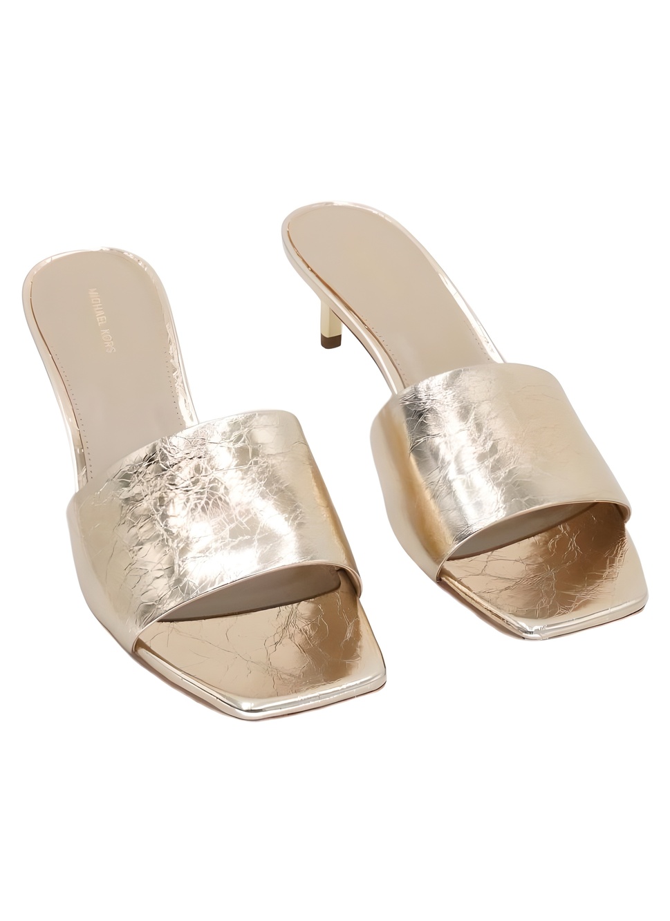 Michael Kors Elyse Mule Sandal Marigold Gold Metallic Kitten Heel Size 9